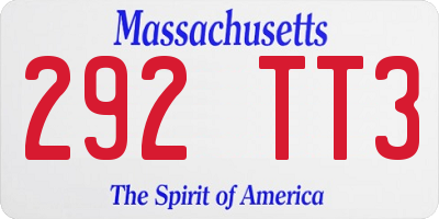 MA license plate 292TT3
