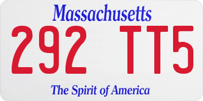 MA license plate 292TT5