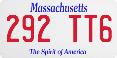 MA license plate 292TT6