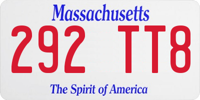 MA license plate 292TT8