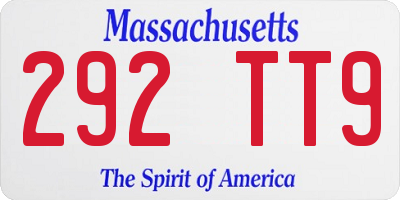MA license plate 292TT9