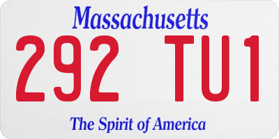 MA license plate 292TU1