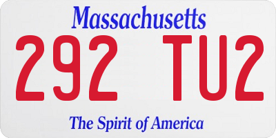 MA license plate 292TU2