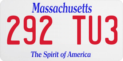 MA license plate 292TU3