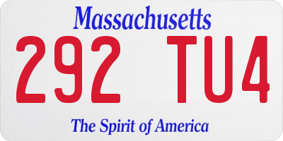 MA license plate 292TU4