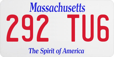 MA license plate 292TU6