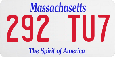MA license plate 292TU7
