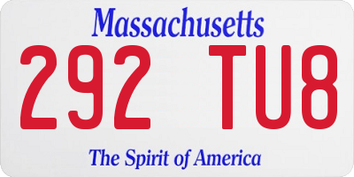MA license plate 292TU8