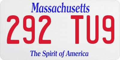 MA license plate 292TU9