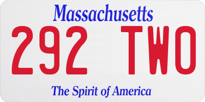 MA license plate 292TW0