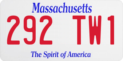 MA license plate 292TW1
