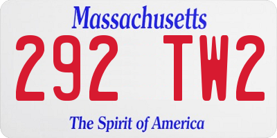MA license plate 292TW2