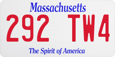 MA license plate 292TW4