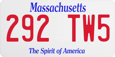 MA license plate 292TW5