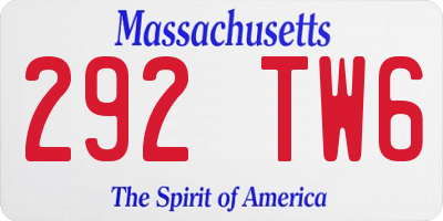 MA license plate 292TW6