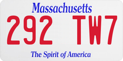MA license plate 292TW7