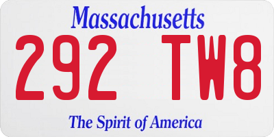 MA license plate 292TW8
