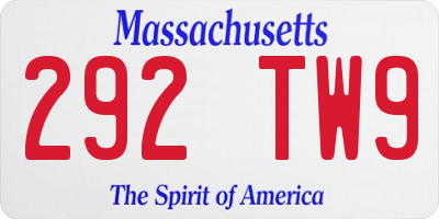 MA license plate 292TW9