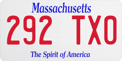 MA license plate 292TX0