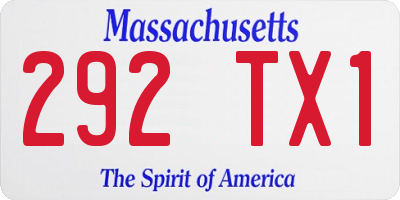 MA license plate 292TX1