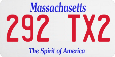 MA license plate 292TX2