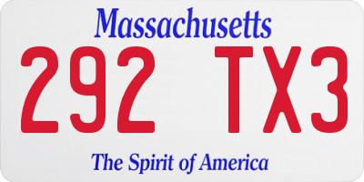 MA license plate 292TX3