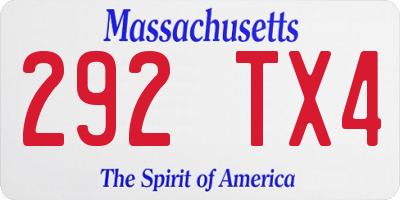 MA license plate 292TX4
