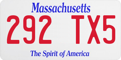 MA license plate 292TX5