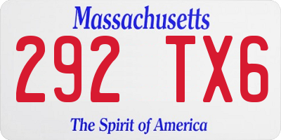 MA license plate 292TX6