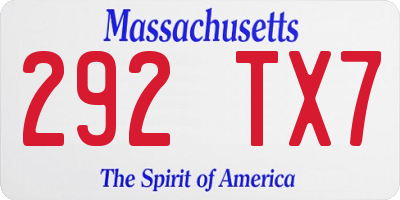MA license plate 292TX7