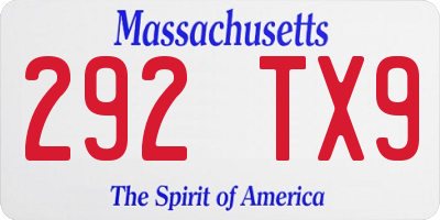 MA license plate 292TX9