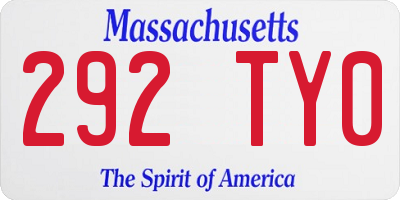 MA license plate 292TY0