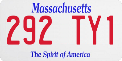 MA license plate 292TY1