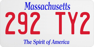 MA license plate 292TY2