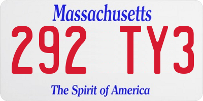 MA license plate 292TY3