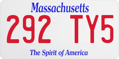 MA license plate 292TY5