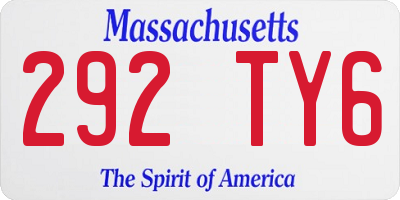 MA license plate 292TY6
