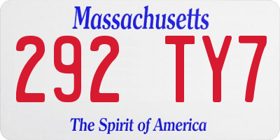 MA license plate 292TY7