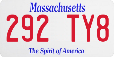 MA license plate 292TY8