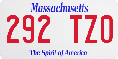 MA license plate 292TZ0
