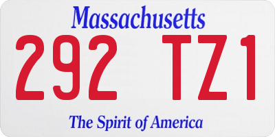 MA license plate 292TZ1