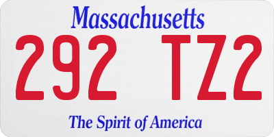MA license plate 292TZ2
