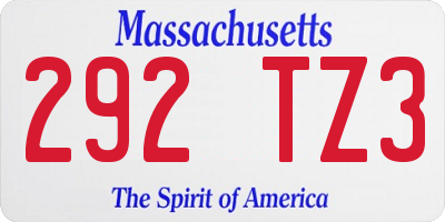 MA license plate 292TZ3