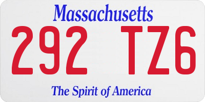MA license plate 292TZ6