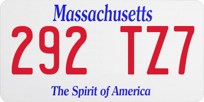 MA license plate 292TZ7