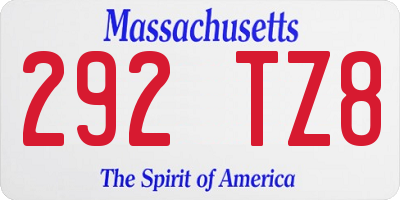 MA license plate 292TZ8