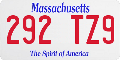 MA license plate 292TZ9