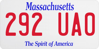MA license plate 292UA0