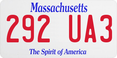 MA license plate 292UA3