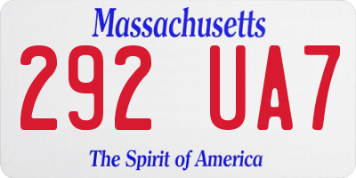 MA license plate 292UA7